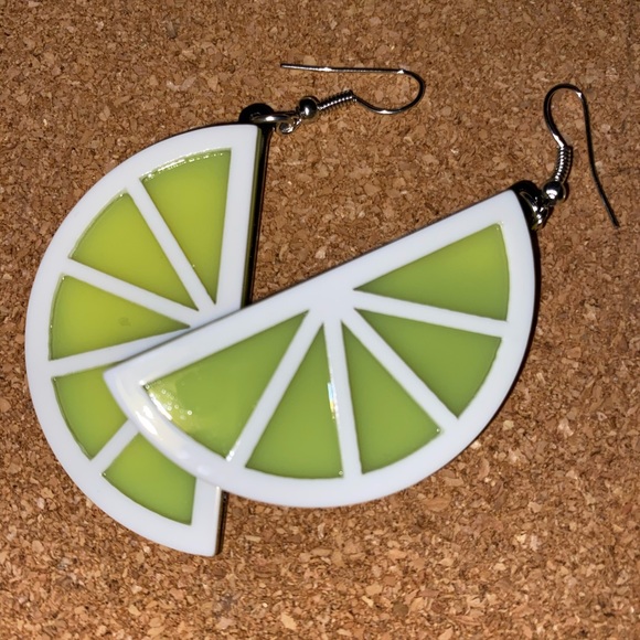 1 Pair Neon Green Lime Drop Earrings - Picture 8 of 8